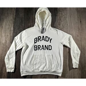 Brady Brand Mens Logo Hoodie Sweatshirt Cream Black Large Tom Brady